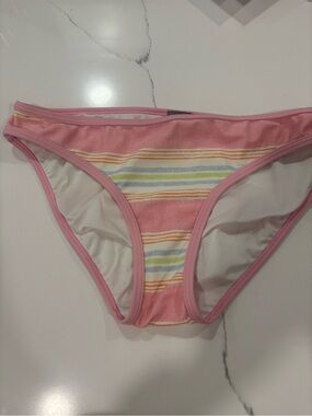 aerie Pink Striped Bikini Bottoms